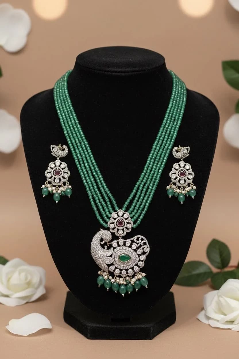 Green Bead Peacock Haram Set
