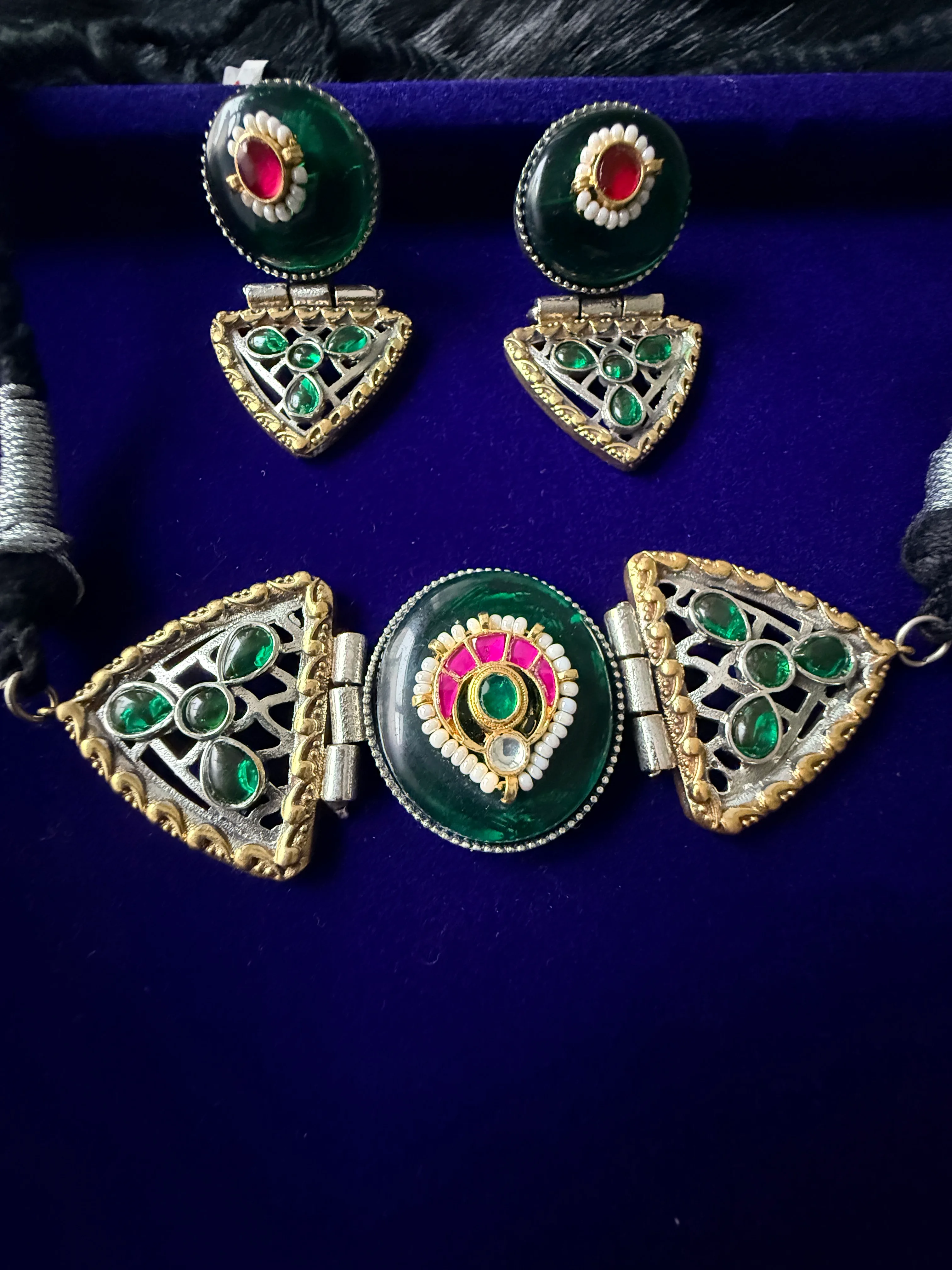 Green Kundan Choker Set