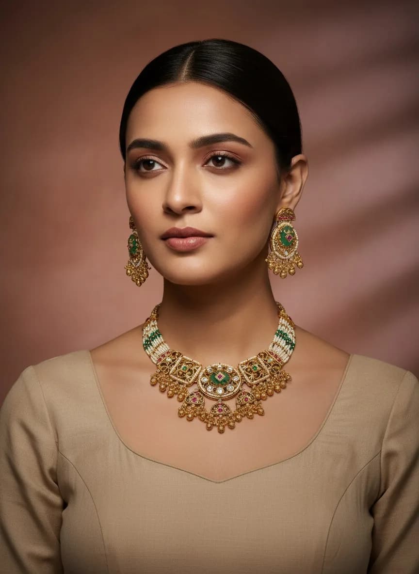 Heritage Gold Polki Necklace Set