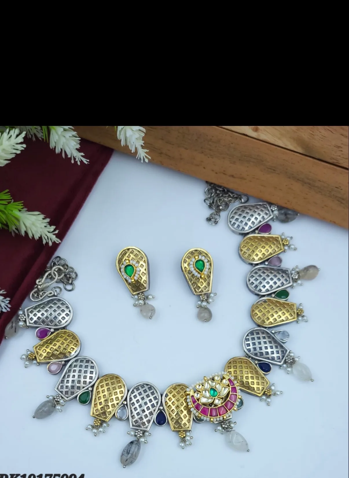 Fusion Net Kundan Necklace Set